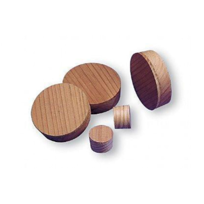 Plug, Red Wood, 1 in D x 3/4 in THK