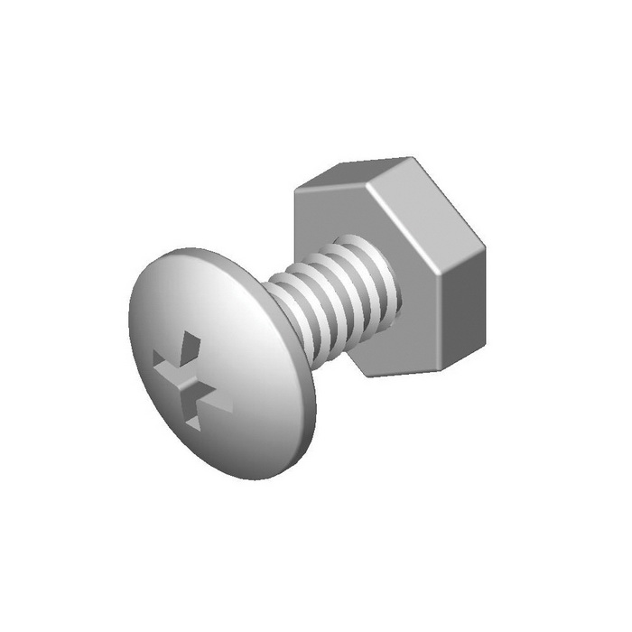 Screw with Nut, 1/2 in L