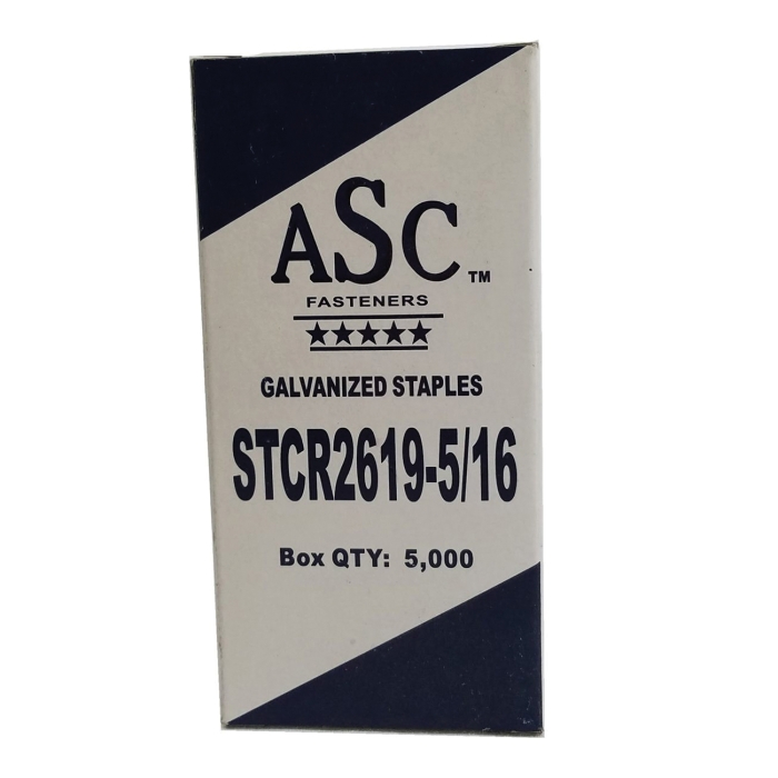 Galvanized, Staple, 7/16 in W, 5/16 in L