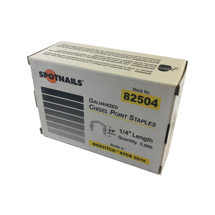 Staples, 7/16 in Crown x 1/4 in L, Galvanized
